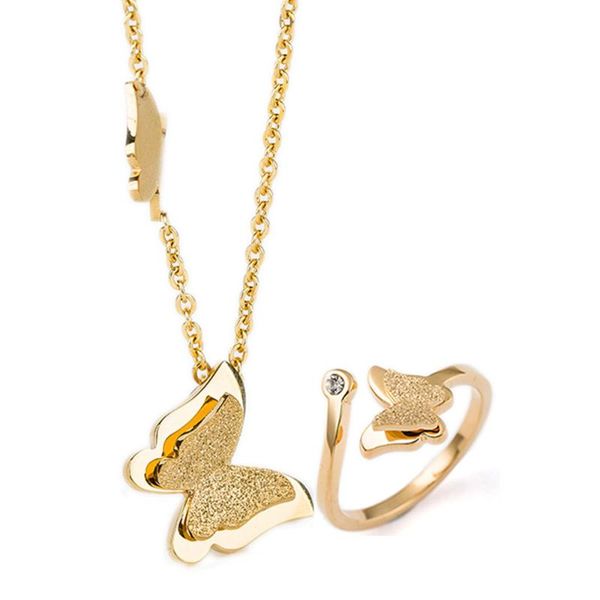 earrings & necklace 316l stainless steel rose gold/gold/silver color frosted butterfly charms jewelry set necklace+ring
earrings & necklace 316l stainless steel rose gold/gold/silver color frosted butterfly charms jewelry set necklace+ring