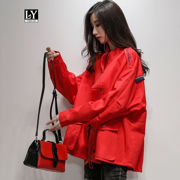 ly varey lin spring women windbreaker loose jacket casual single breasted big pocket embroidery coat female tassels outerwear, Black 
ly varey lin spring women windbreaker loose jacket casual single breasted big pocket embroidery coat female tassels outerwear, Black