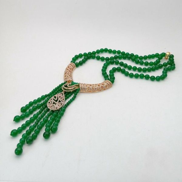 new style 2strands green stone tassel necklace micro inlay zircon accessories clasp long 50-53cm fashion jewelry, Silver
new style 2strands green stone tassel necklace micro inlay zircon accessories clasp long 50-53cm fashion jewelry, Silver