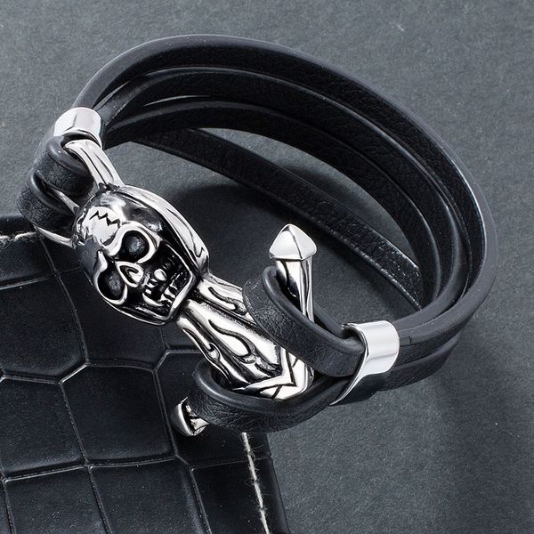 charm bracelets punk men jewelry black leather rope bracelet stainless steel anchor skull bangles vintage male wristband pw782, Golden;silver
charm bracelets punk men jewelry black leather rope bracelet stainless steel anchor skull bangles vintage male wristband pw782, Golden;silver