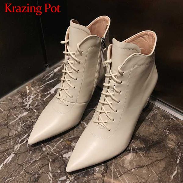 krazing pot new genuine leather fashion stiletto boots pointed toe high heels winter warm fashion lace up women ankle boots l17, Black
krazing pot new genuine leather fashion stiletto boots pointed toe high heels winter warm fashion lace up women ankle boots l17, Black