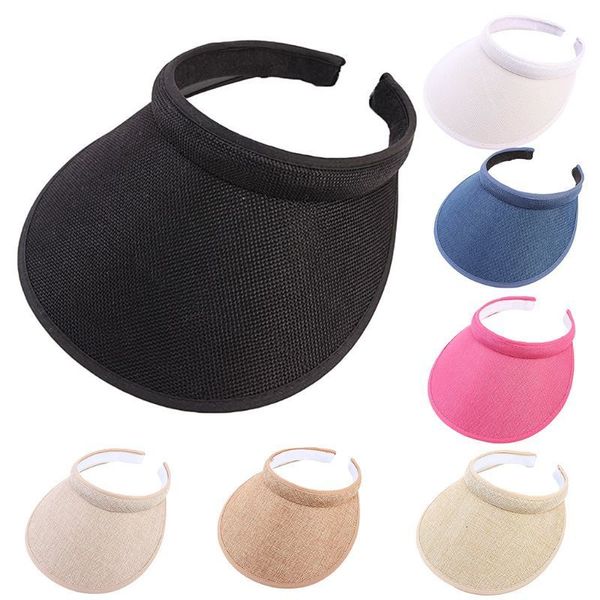 women men clip-on uv protection sun visor hat faux linen plaid weave empty open solid color wide brim adjustable beach cap 8bj3, Blue;gray
women men clip-on uv protection sun visor hat faux linen plaid weave empty open solid color wide brim adjustable beach cap 8bj3, Blue;gray