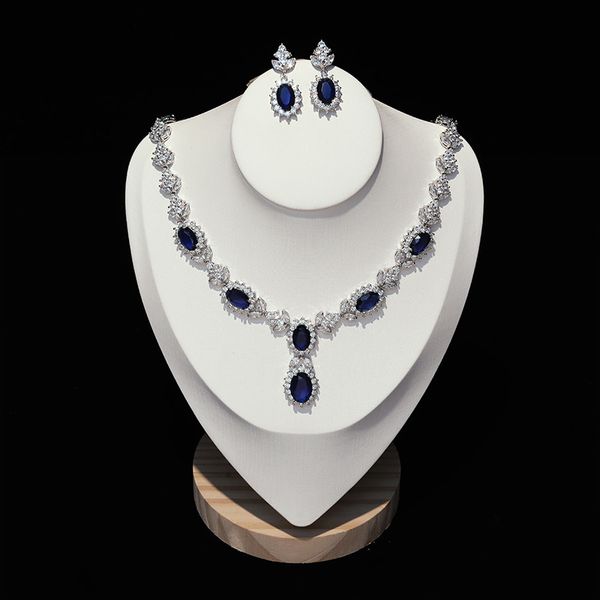 luxury royal blue crystal stone wedding jewelry set women's bridal necklace set wedding dress accessories promotion, White
luxury royal blue crystal stone wedding jewelry set women's bridal necklace set wedding dress accessories promotion, White