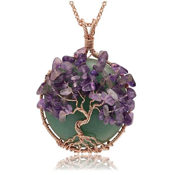 pendant necklaces rose gold color wire wrap green aventurine tree of life necklace amethysts stone jewelry, Silver
pendant necklaces rose gold color wire wrap green aventurine tree of life necklace amethysts stone jewelry, Silver