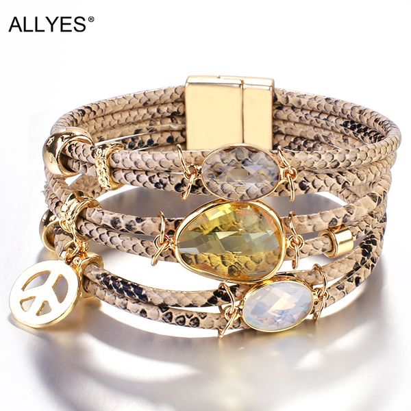 allyes mulltilayer snake genuine leather bracelets for women peace charm animals pattern crystal wrap bracelet female jewelry, Golden;silver
allyes mulltilayer snake genuine leather bracelets for women peace charm animals pattern crystal wrap bracelet female jewelry, Golden;silver