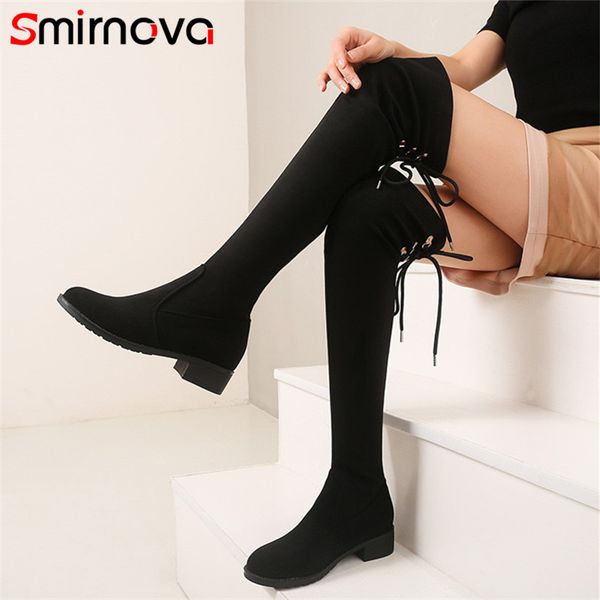 smirnova 2020 new arrive stretch boots women low heel casual shoes lace up solid colors autumn winter over the knee boots women, Black
smirnova 2020 new arrive stretch boots women low heel casual shoes lace up solid colors autumn winter over the knee boots women, Black