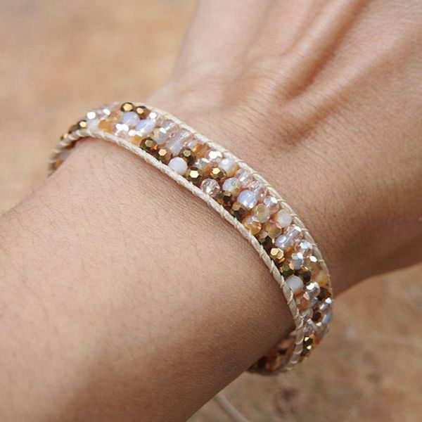 tennis handwoven 4mm faced mixed color crystal beaded wax rope simple design wrist 1 wrap adjustable bracelet jewelry for gift, Golden;silver
tennis handwoven 4mm faced mixed color crystal beaded wax rope simple design wrist 1 wrap adjustable bracelet jewelry for gift, Golden;silver