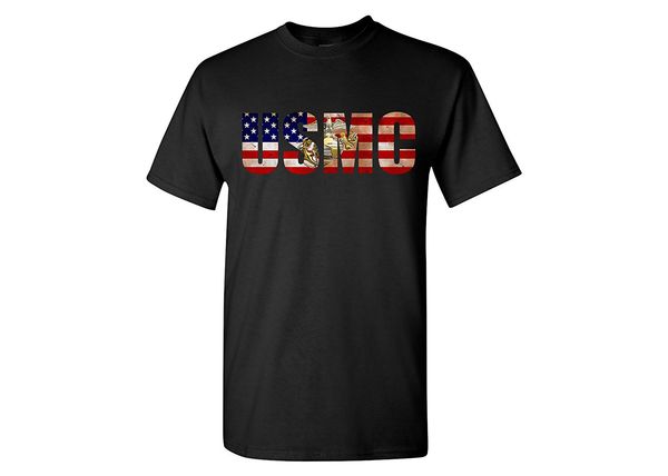 2019 new cool tee shirt usmc t-shirt patriotic men's usa flag pt shirt united states marine corps flag logo