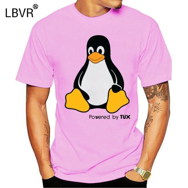 powered by tux linux logo funny t shirt cartoon t shirt men new fashion tshirt ajax 2018 funny