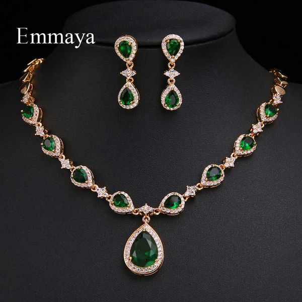 emmaya new arrival rose gold green waterdrop appearance zirconia charming costume accessories earrings and necklace jewelry sets, Silver
emmaya new arrival rose gold green waterdrop appearance zirconia charming costume accessories earrings and necklace jewelry sets, Silver