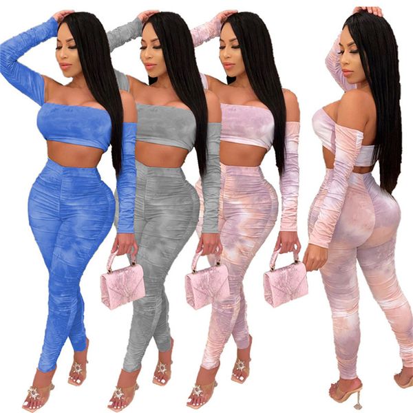 women 2 piece set tie dye tracksuit off shoulder straplessleggings fall winter clothing slim clubwear plue size sportswear 3846, White
women 2 piece set tie dye tracksuit off shoulder straplessleggings fall winter clothing slim clubwear plue size sportswear 3846, White