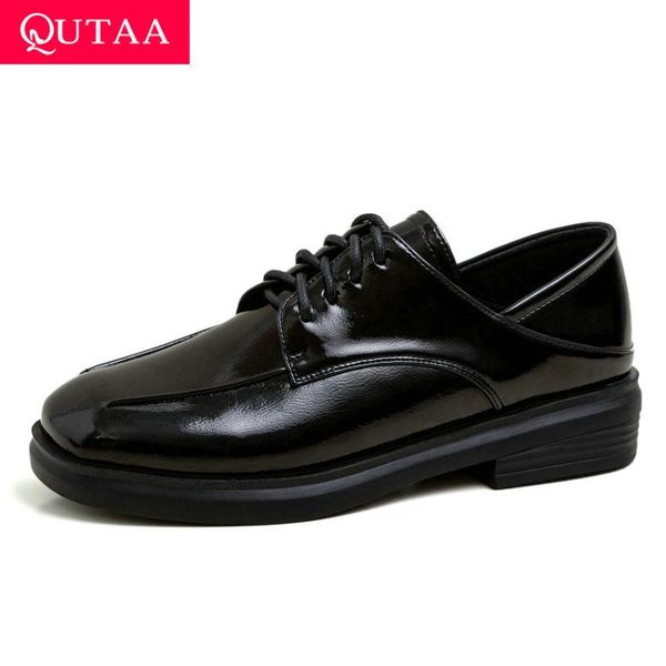 qutaa 2020 square low heel spring single shoes casual round toe lace up women pumps pu patent leather ladies shoes size 34-42, Black
qutaa 2020 square low heel spring single shoes casual round toe lace up women pumps pu patent leather ladies shoes size 34-42, Black
