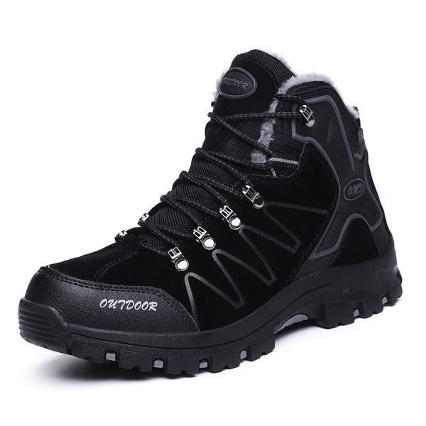 2020 winter men boots fashion ankle boots winter sneakers man work shoes male footwear waterproof outdoor men shoes plus 39-45, Black