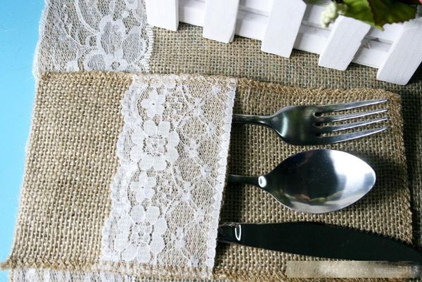 vintage 4 x8 hessian burlap lace wedding tableware pouch cutlery holder decorations favor
vintage 4 x8 hessian burlap lace wedding tableware pouch cutlery holder decorations favor
