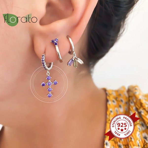 hoop & huggie purple/colorful crystal cross pendant earrings 925 sterling silver for women charming ear jewelry gift, Golden;silver
hoop & huggie purple/colorful crystal cross pendant earrings 925 sterling silver for women charming ear jewelry gift, Golden;silver