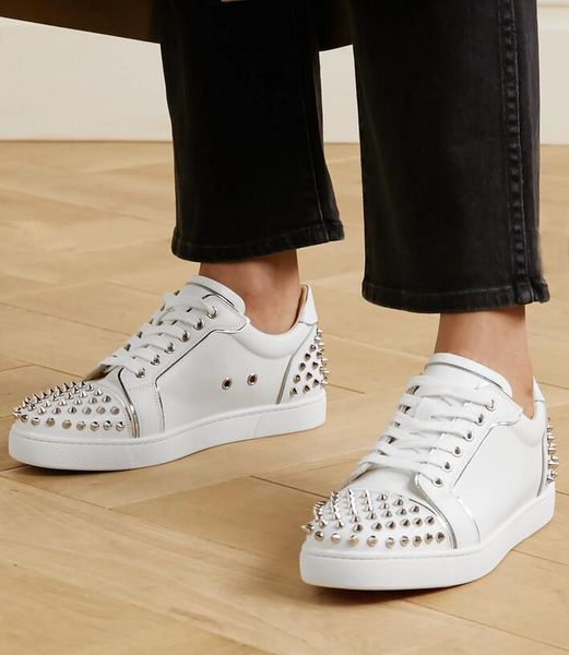 red bottom junior spikes men casual shoes reglisse orlato flat low white leather fashion women sports sneakers leisure trainer footwear, Black
red bottom junior spikes men casual shoes reglisse orlato flat low white leather fashion women sports sneakers leisure trainer footwear, Black