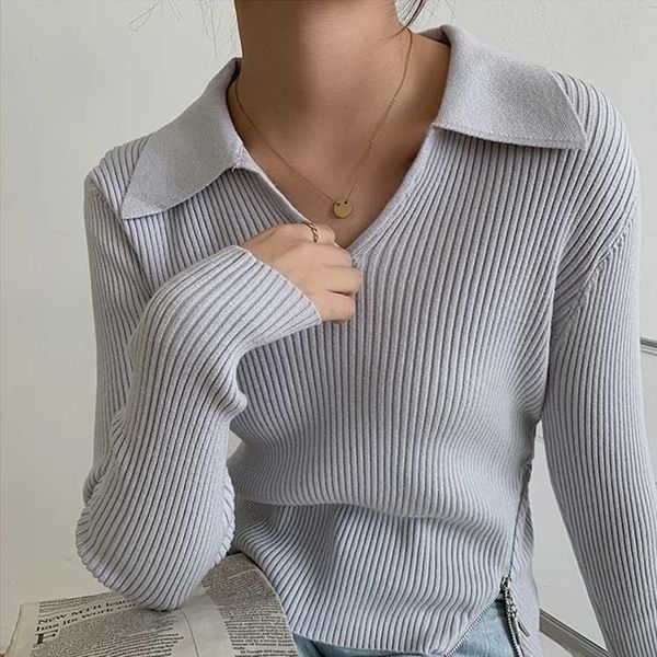 new 2020 autumn winter women's sweaters v-neck collar pullover zipper minimalist knittied lady knitwears sw20042, White;black
new 2020 autumn winter women's sweaters v-neck collar pullover zipper minimalist knittied lady knitwears sw20042, White;black