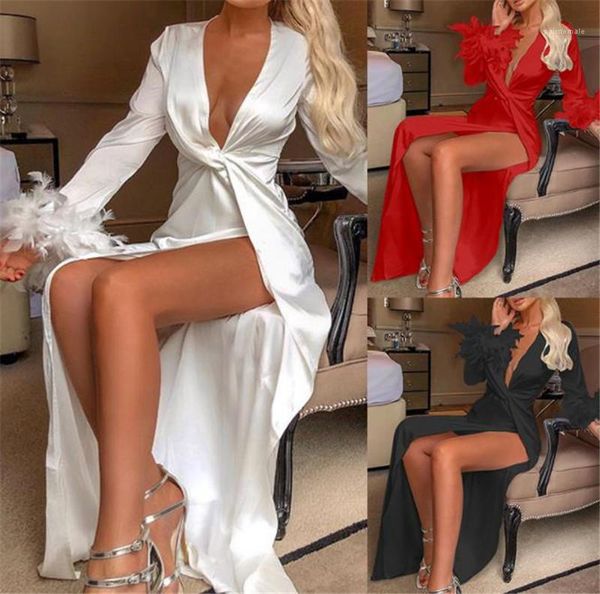 dresses fashion deep v neck feather sleeve split dresses womens party and club clothing new women designer, Black;gray
dresses fashion deep v neck feather sleeve split dresses womens party and club clothing new women designer, Black;gray