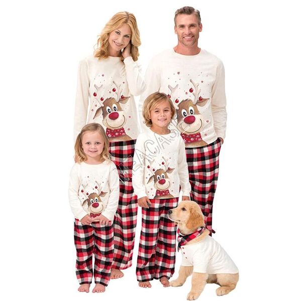 family christmas pajamas 2 piece fleece lined blouse t shirt plaid pants trousers matching suit xmas elk nightwear cartoon sleepwear d91608, White
family christmas pajamas 2 piece fleece lined blouse t shirt plaid pants trousers matching suit xmas elk nightwear cartoon sleepwear d91608, White