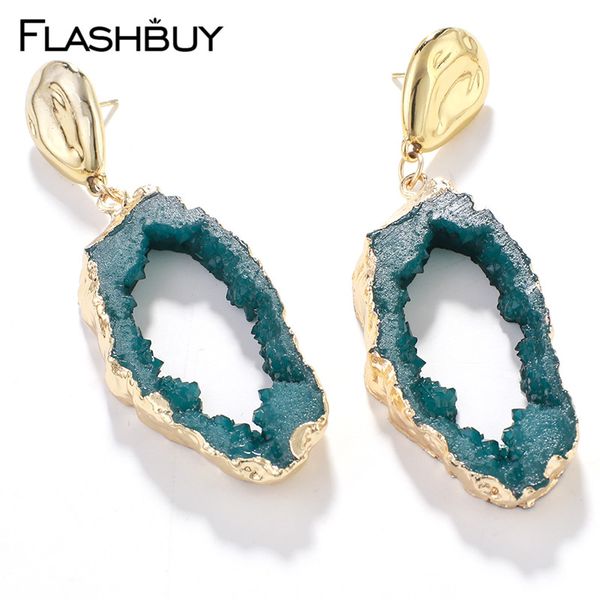 flashbuy irregular natural stone drop earrings for women golden rim statement earrings simple fashion jewelry trendy accessories, Silver
flashbuy irregular natural stone drop earrings for women golden rim statement earrings simple fashion jewelry trendy accessories, Silver