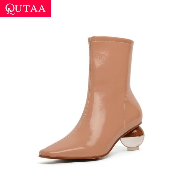boots qutaa 2021 zipper women short fashion strange middle heel winter shoes pu leather all match ankle size 34-43, Black
boots qutaa 2021 zipper women short fashion strange middle heel winter shoes pu leather all match ankle size 34-43, Black
