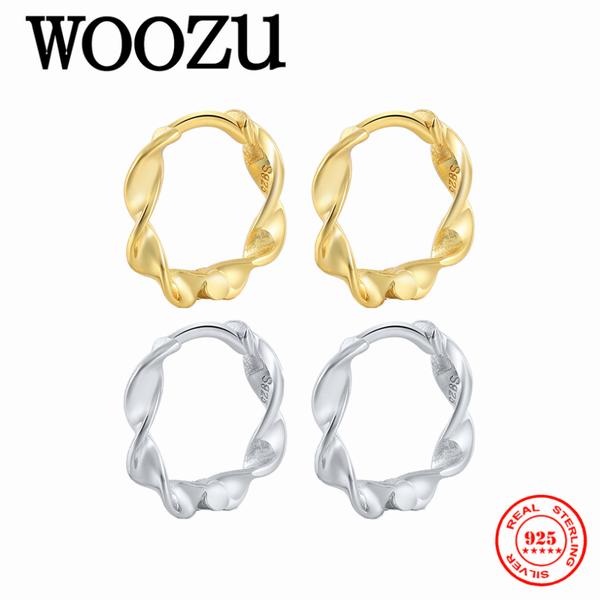 woozu real 925 sterling silver minimalist round twist ear buckle for fashion women chic french hoop earrings jewelry, Golden;silver
woozu real 925 sterling silver minimalist round twist ear buckle for fashion women chic french hoop earrings jewelry, Golden;silver