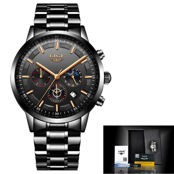 

Mayforest Relogio Masculino Mens Watches Top Brand Luxury Clock Men All Steel Quartz Wrist Watch Men Waterproof Sport Chronograph+Box