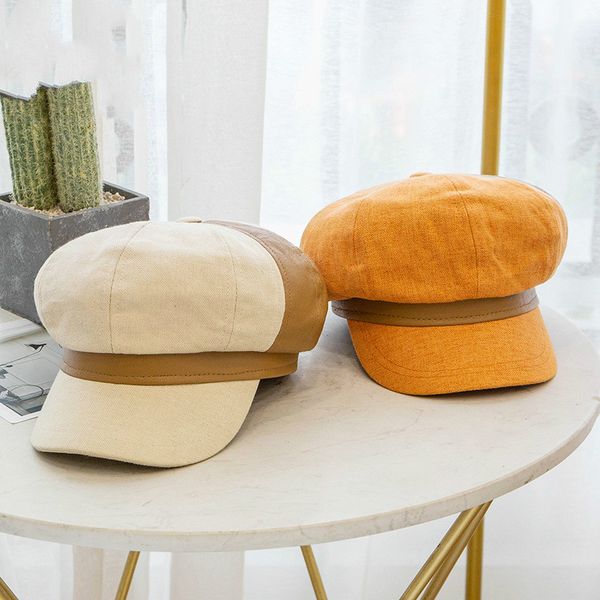 retro art style beret leather u stitching contrast color octagonal hat female new hat, Blue;gray
retro art style beret leather u stitching contrast color octagonal hat female new hat, Blue;gray