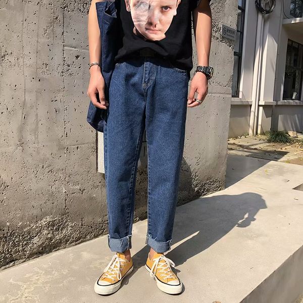 denim pants men's korean trendy jeans loose casual men women hong kong style ankle length straight couple -edge harem pants, Blue
denim pants men's korean trendy jeans loose casual men women hong kong style ankle length straight couple -edge harem pants, Blue