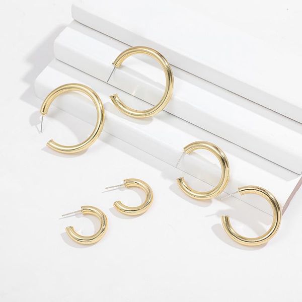 hoop & huggie simple gold color chunky round earring for women trendy c shape big circle hoops statement earrings punk metal jewelry gift, Golden;silver
hoop & huggie simple gold color chunky round earring for women trendy c shape big circle hoops statement earrings punk metal jewelry gift, Golden;silver