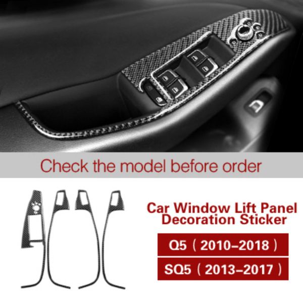 for audi q5 (2010-2018) sq5 (2013-2017) car interior carbon fiber stickers window control switch panel covers auto accessories
for audi q5 (2010-2018) sq5 (2013-2017) car interior carbon fiber stickers window control switch panel covers auto accessories