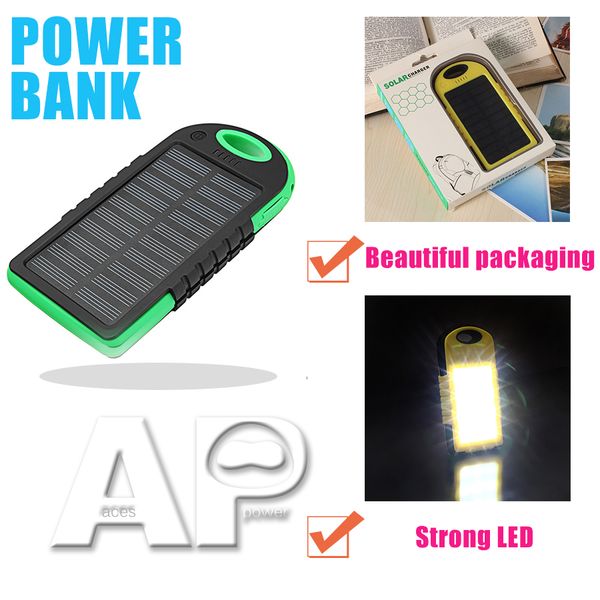 universal portable solar charger power bank waterproof battery charger with led flashlight external portable charger for all cell phone
universal portable solar charger power bank waterproof battery charger with led flashlight external portable charger for all cell phone