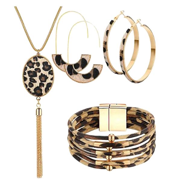statement leopard jewelry set for women leopard leather bracelet teardrop drop dangle earrings long tassel pendant necklace vale, Silver
statement leopard jewelry set for women leopard leather bracelet teardrop drop dangle earrings long tassel pendant necklace vale, Silver