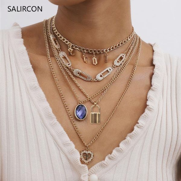 salircon punk crystal paperclip pins choker necklace set goth letter lock cross heart pendant necklace for women layered jewelry, Silver
salircon punk crystal paperclip pins choker necklace set goth letter lock cross heart pendant necklace for women layered jewelry, Silver
