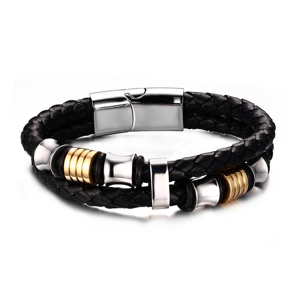 charm bracelets retro wind leather bracelet for men braid multi-layer rope chain stainless steel buckle cool male jewelry, Golden;silver
charm bracelets retro wind leather bracelet for men braid multi-layer rope chain stainless steel buckle cool male jewelry, Golden;silver