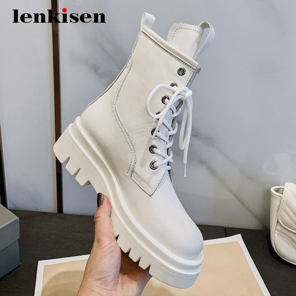 lenkisen large size motorcycle boots natural leather coolest fashion platform round toe thick high heel lace up ankle boots l37, Black
lenkisen large size motorcycle boots natural leather coolest fashion platform round toe thick high heel lace up ankle boots l37, Black