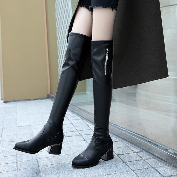 aq730 boots women 2020 autumn winter long leather boots high heel over the knee women's thick heel rider high elastic, Black
aq730 boots women 2020 autumn winter long leather boots high heel over the knee women's thick heel rider high elastic, Black