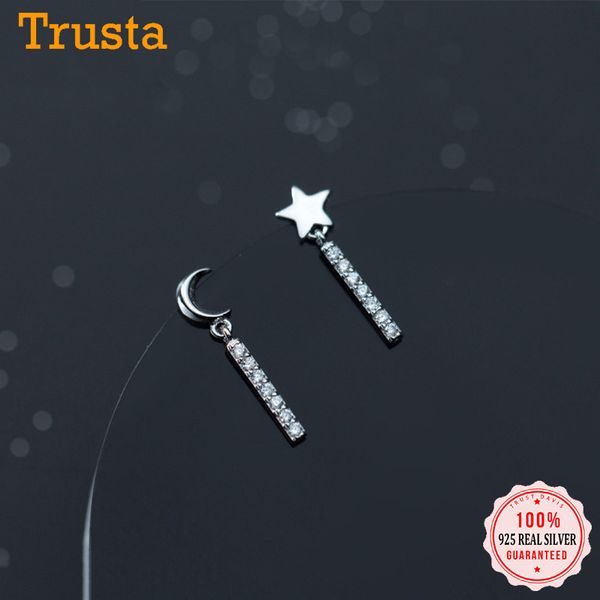 trustdavis popular 100% 925 sterling silver fashion asymmetric star moon cz stud earrings gift for women girls kids lady ds737, Golden;silver
trustdavis popular 100% 925 sterling silver fashion asymmetric star moon cz stud earrings gift for women girls kids lady ds737, Golden;silver