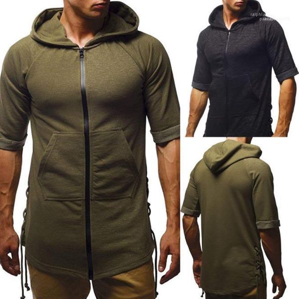 hooded middle sleeve tshirts mens zipper tshirts casual style mens designer tshirt fashoin slim solid color, White;black
hooded middle sleeve tshirts mens zipper tshirts casual style mens designer tshirt fashoin slim solid color, White;black