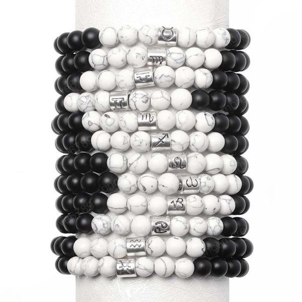 12 zodiac signs 8mm matte stone white elastic beads bracelets vintage constellation horoscope bracelets jewelry for men women, Black
12 zodiac signs 8mm matte stone white elastic beads bracelets vintage constellation horoscope bracelets jewelry for men women, Black
