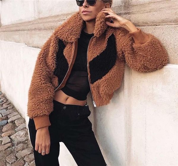 designer jackets casual lasies panelled short coats fashion women loose coat with zipper winter plush women, Black;brown
designer jackets casual lasies panelled short coats fashion women loose coat with zipper winter plush women, Black;brown