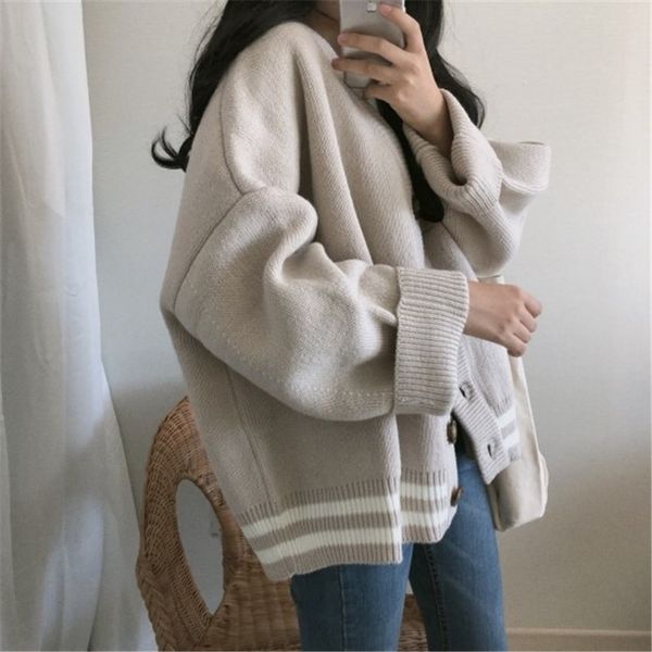women's knits & tees cbafu autumn winter warm loose knitted sweater cardigans single breasted vintage coat chic outwear long sleeve p29, White
women's knits & tees cbafu autumn winter warm loose knitted sweater cardigans single breasted vintage coat chic outwear long sleeve p29, White