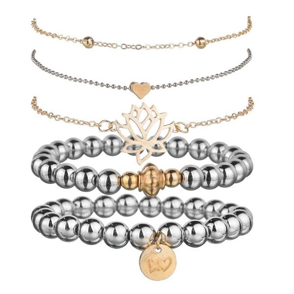 charm bracelets bracelet set of five, Golden;silver 
charm bracelets bracelet set of five, Golden;silver