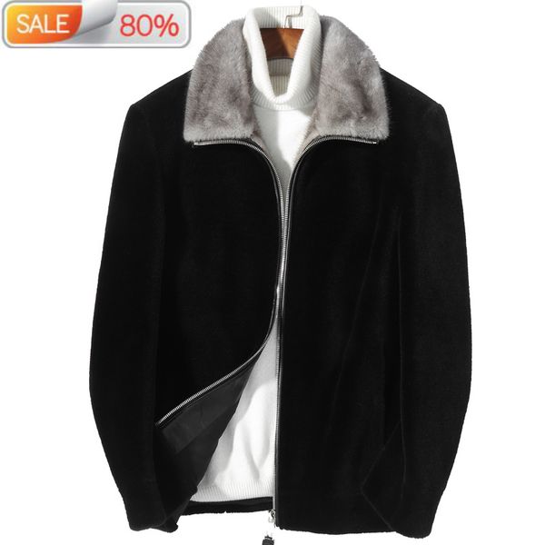 men's leather & faux autumn winter wool men mink collar jacket sheep shearling fur coat abrigo hombre invierno p-ma570c zla69, Black
men's leather & faux autumn winter wool men mink collar jacket sheep shearling fur coat abrigo hombre invierno p-ma570c zla69, Black