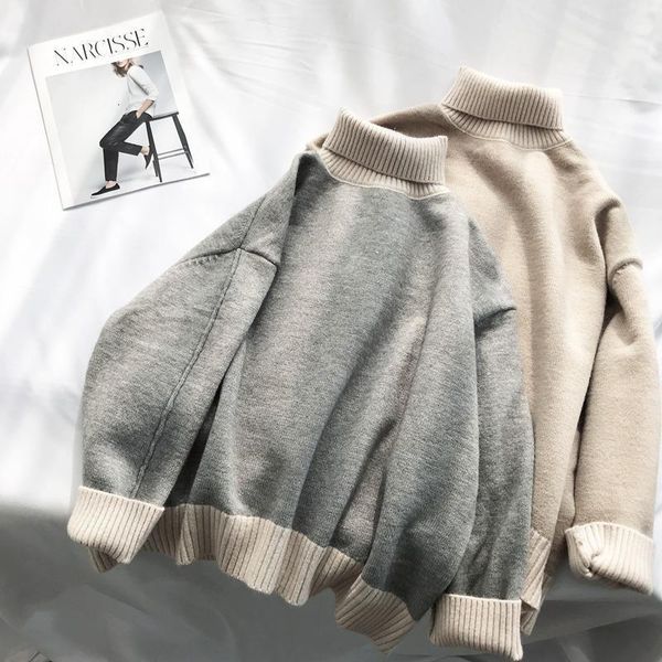 oversized turtleneck sweater women loose pullovers winter thick warm knit high neck color block soft jumper large knitwear, White;black
oversized turtleneck sweater women loose pullovers winter thick warm knit high neck color block soft jumper large knitwear, White;black