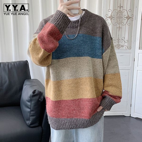 sweater men streetwear retro colors mixed striped hip hop autumn pull over o-neck oversize casual mens sweaters loose knit, White;black
sweater men streetwear retro colors mixed striped hip hop autumn pull over o-neck oversize casual mens sweaters loose knit, White;black