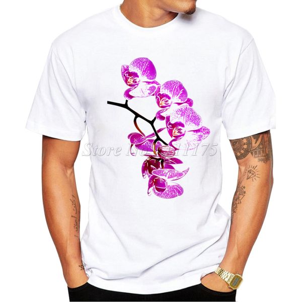 2019 fashion men's summer casual beautiful orchid printed t shirt own style tees
