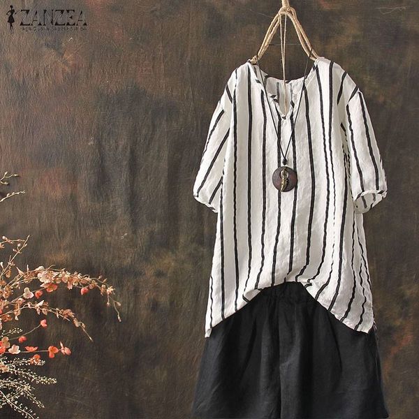 2020 summer zanzea striped shirts women vintage v neck short sleeve blouse female casual shirt baggy femininas blusa top, White
2020 summer zanzea striped shirts women vintage v neck short sleeve blouse female casual shirt baggy femininas blusa top, White