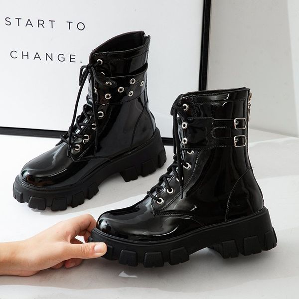 platform patent leather boots new rivet women autumn punk motorcycle boots block heel gothic platform shoes women ankle, Black
platform patent leather boots new rivet women autumn punk motorcycle boots block heel gothic platform shoes women ankle, Black