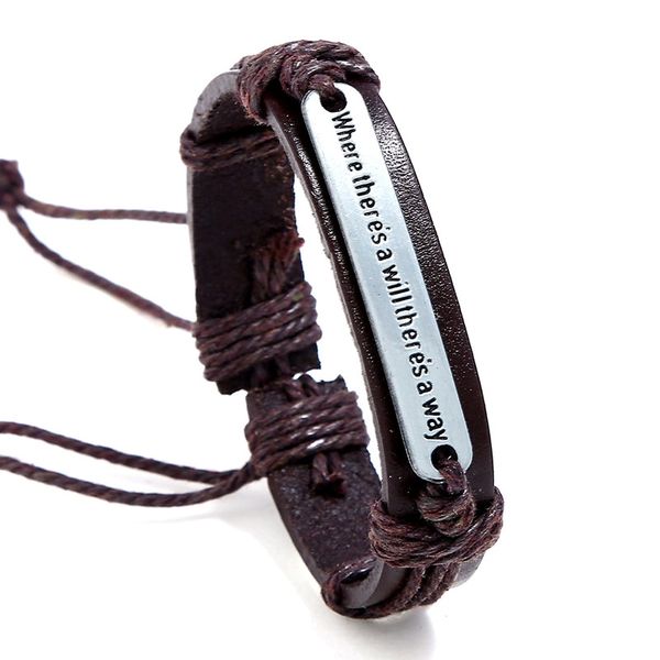 'where theres a will theres a way' vintage alloy english letter woven leather bracelets charm bracelets fashion jewelry, Golden;silver
'where theres a will theres a way' vintage alloy english letter woven leather bracelets charm bracelets fashion jewelry, Golden;silver